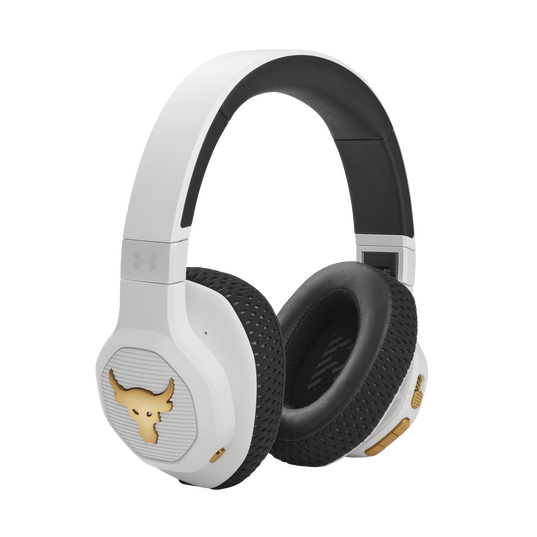 UA Project Rock Over-Ear Training Headphones - Engineered by JBL - White - Over-Ear ANC Sport Headphones - Right