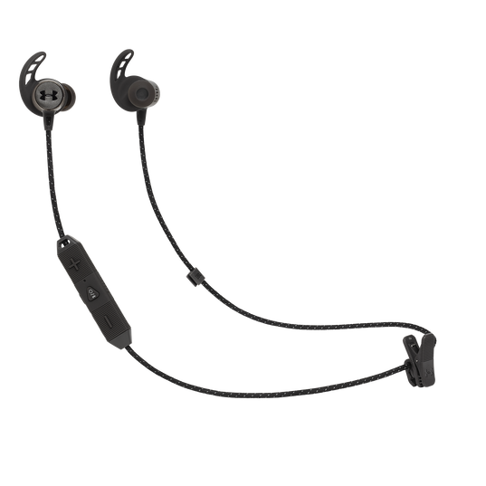 UA Sport Wireless REACT - Black - Secure-fitting wireless sport earphones with JBL technology and sound - Hero