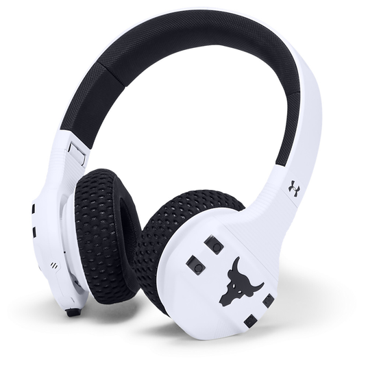 UA Sport Wireless Train Project Rock – Engineered by JBL - White - On-ear sport Headphones - Hero