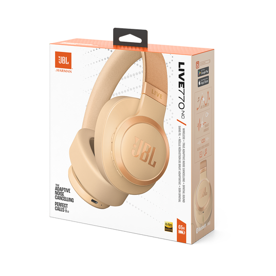JBL Live 770NC - Sand - Wireless Over-Ear Headphones with True Adaptive Noise Cancelling - Detailshot 10