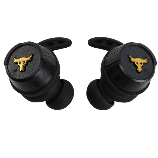 UA Project Rock True Wireless – Engineered by JBL - Black - True wireless sport headphones to maximize each and every workout, with JBL technology and sound - Hero