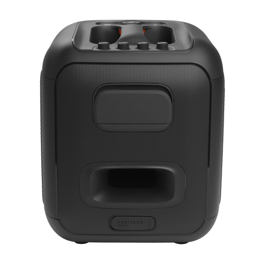 JBL PartyBox Encore - Black - Portable party speaker with 100W powerful sound, built-in dynamic light show, included digital wireless mics, and splash proof design. - Back
