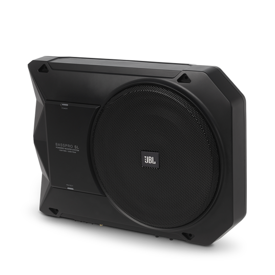 BassPro SL - Black - Powered, 8" (200mm) car audio under seat woofer system - Hero