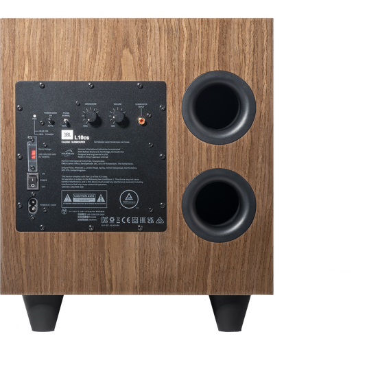 L10cs Classic Series Subwoofer - Walnut - 10-inch (250mm) Down Firing Powered Subwoofer - Detailshot 1 image number null