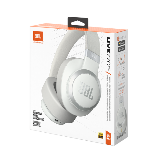 JBL Live 770NC - White - Wireless Over-Ear Headphones with True Adaptive Noise Cancelling - Detailshot 15 image number null