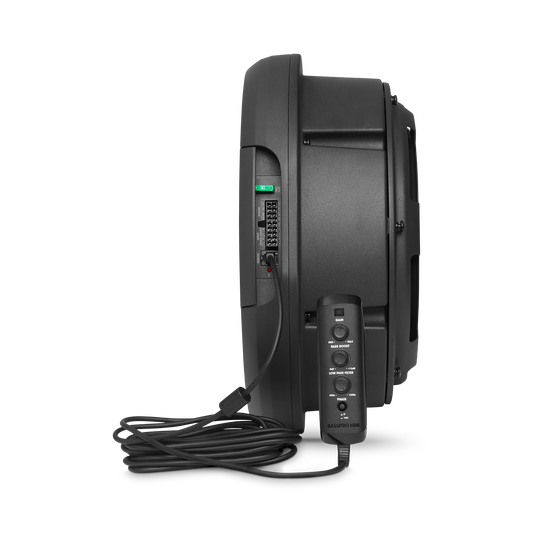 JBL BassPro Hub - Black - 11" (279mm) Spare tire subwoofer with built-in 200W RMS amplifier with remote control. - Detailshot 4 image number null