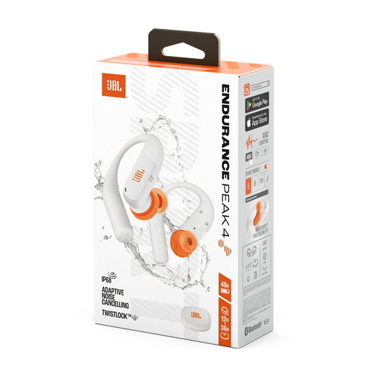 JBL Endurance Peak 4 - White - True Wireless Noise Cancelling Sport Earbuds - Detailshot 15 image number null
