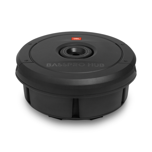 JBL BassPro Hub - Black - 11" (279mm) Spare tire subwoofer with built-in 200W RMS amplifier with remote control. - Detailshot 1 image number null