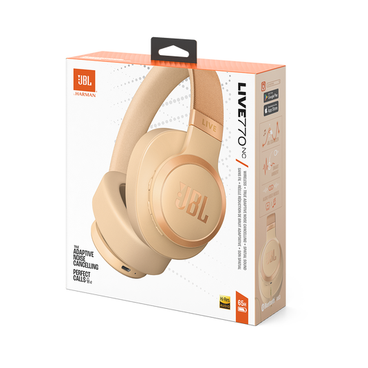 JBL Live 770NC - Sandstone - Wireless Over-Ear Headphones with True Adaptive Noise Cancelling - Detailshot 10 image number null