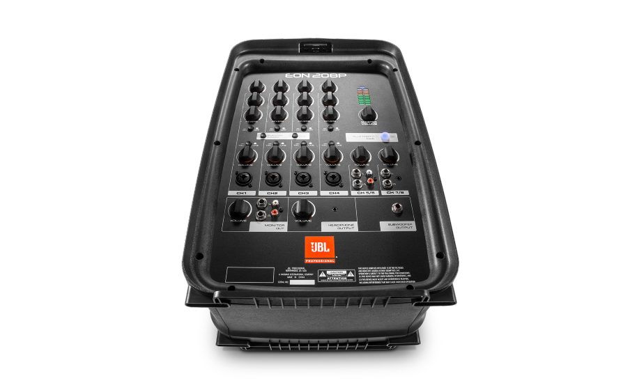 JBL EON208P マイク、ギター、ラインレベルの音源を入力できる8チャンネルミキサーを内蔵。 - Image