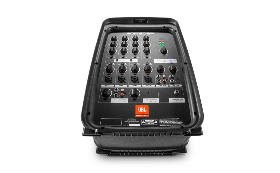 JBL EON208P マイク、ギター、ラインレベルの音源を入力できる8チャンネルミキサーを内蔵。 - Image